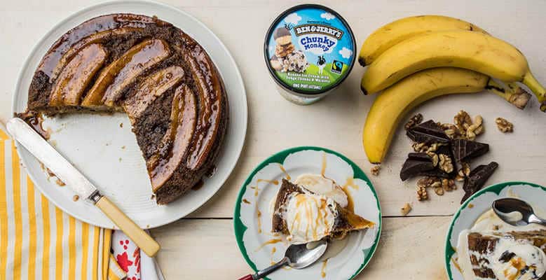 Ben & Jerry's omgekeerde bananencake met gebruinde boter