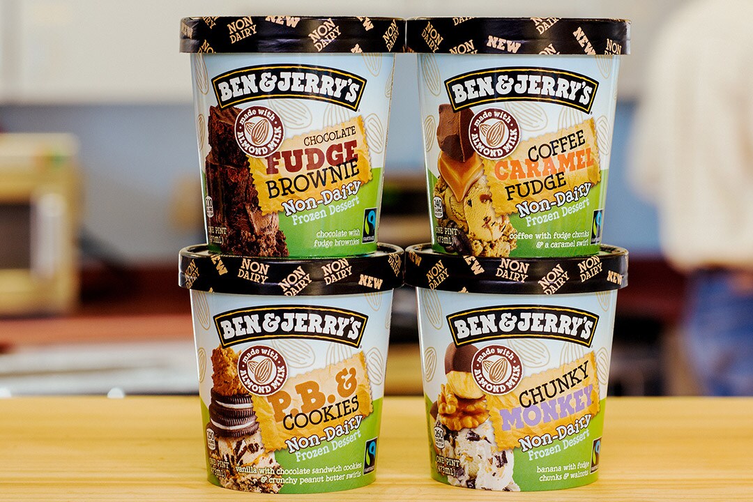 4 bekers zuivelvrij ijs van Ben & Jerry's